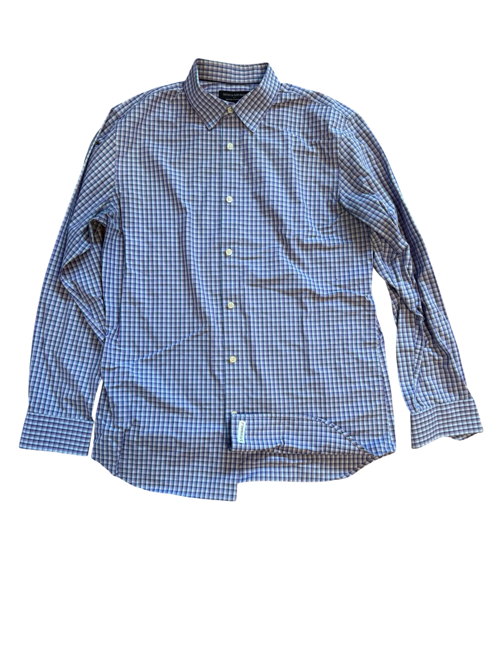 Banana Republic Non-Iron Standard Fit Shirt M 15-15 1/2 33-34" Blue Plaid